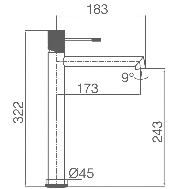Mitigeur lavabo haut Tokyo Gris Anthracite