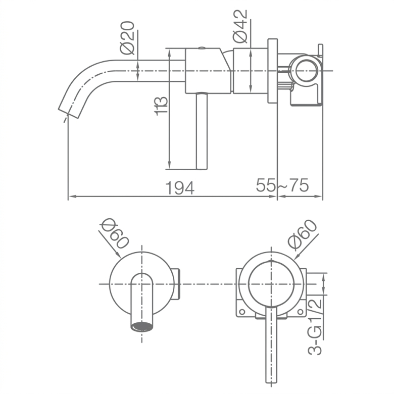 Mitigeur lavabo Encastré Milan chrome