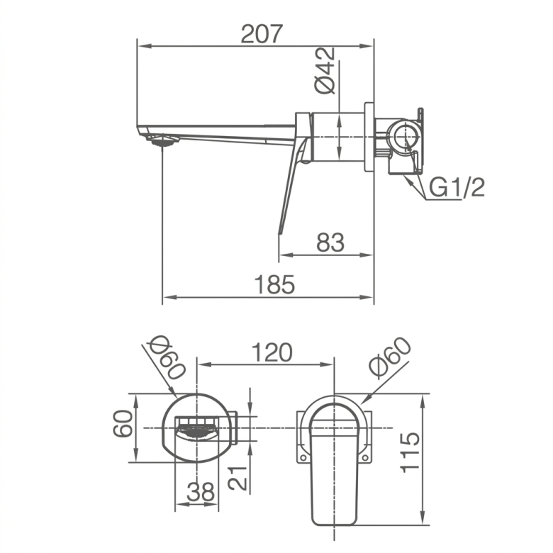 Mitigeur lavabo Encastré Cuba chrome