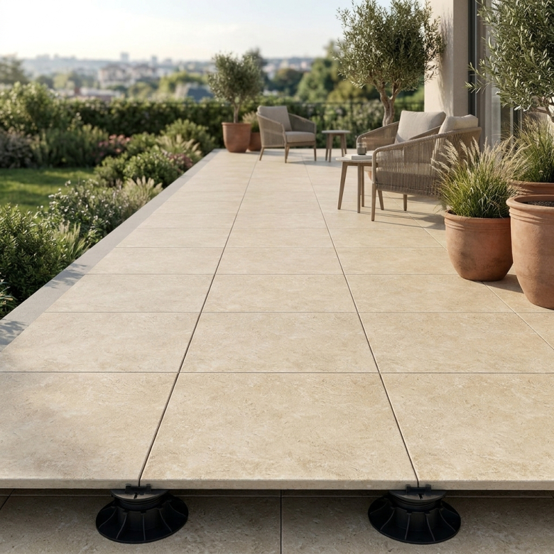 Dalle extérieur effet pierre Auvergnat 2.0 beige R11 60x60 cm