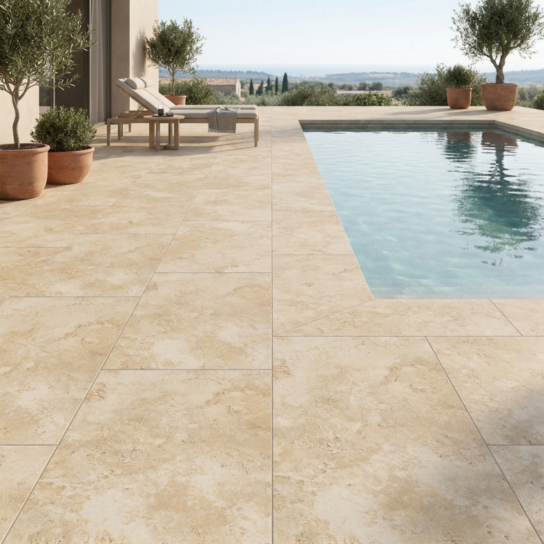  Dalle extérieur Travertin 2.0 crème R11 50x100 cm - Réflex Boutique
