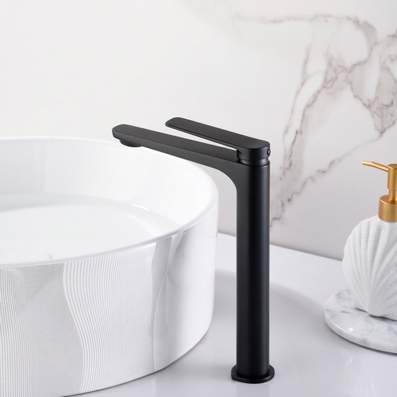 Mitigeur lavabo Cuba haut Noir Mat