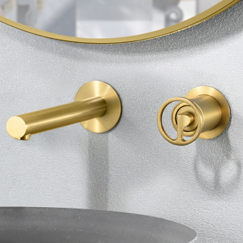 Mitigeur lavabo Encastré Circle Or Brossé