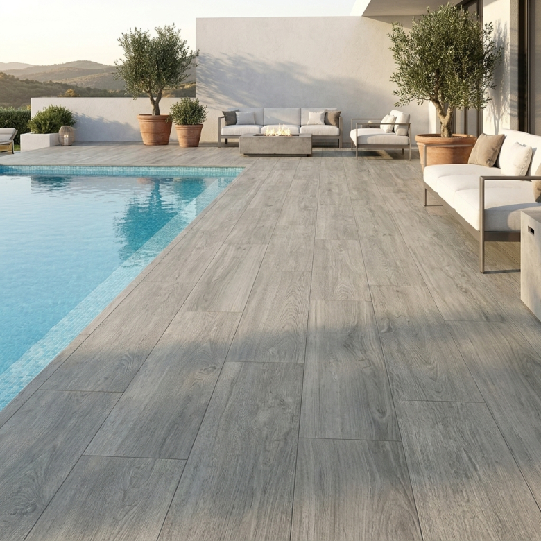 Dalle extérieur effet bois Picéa 2.0 grigio pinot R11 40x120 cm