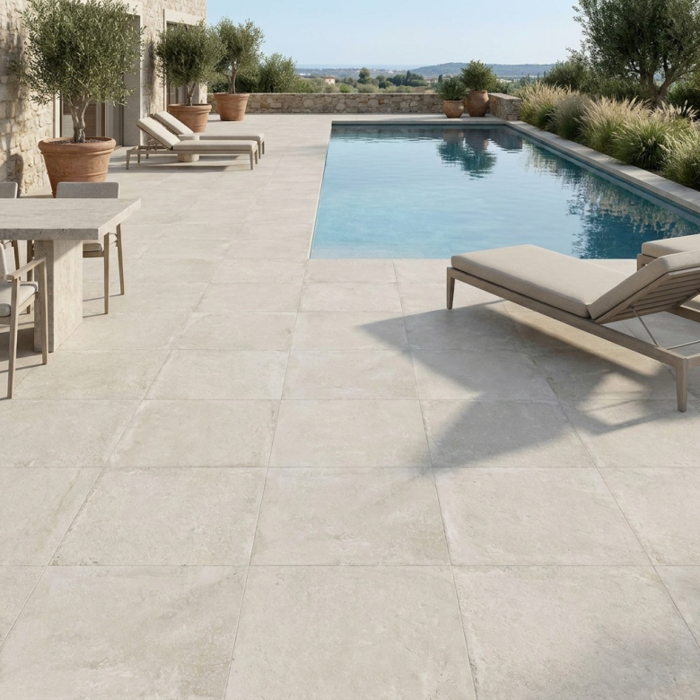 Dalle extérieur Cemento 2.0 Crème R11 60x60 cm