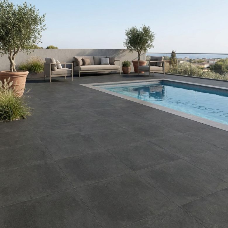 Dalle extérieur Cemento 2.0 Anthracite R1190x90 cm