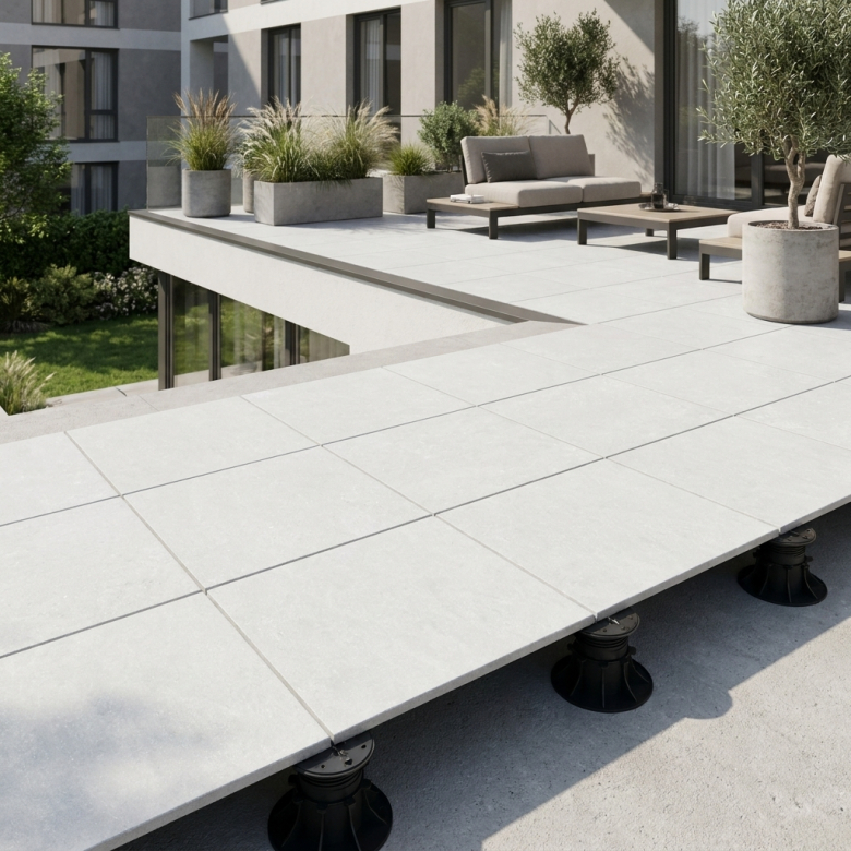 Dalle extérieur Concretum 2.0 Blanc grisé R11 60x60 cm