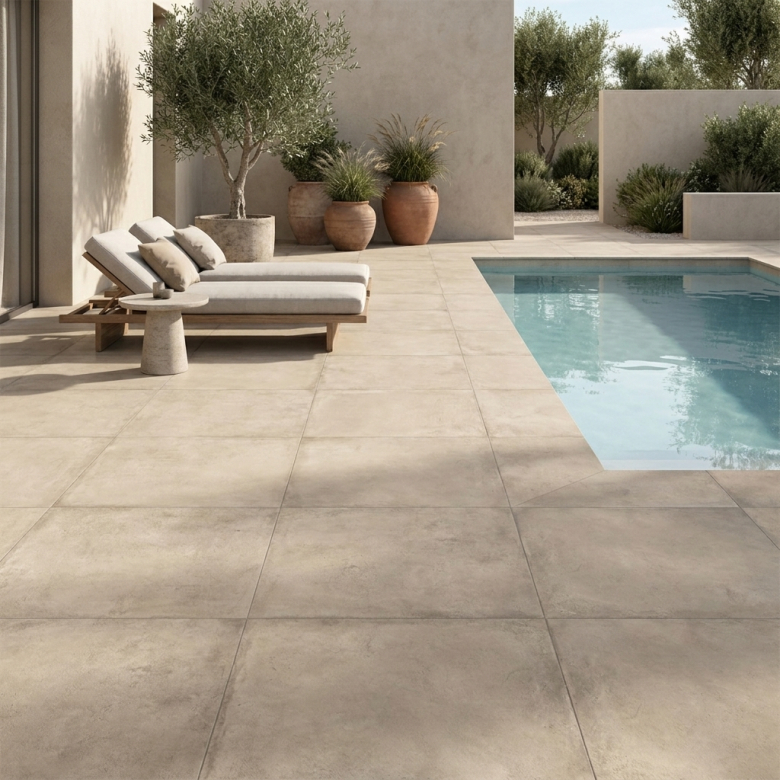 Dalle extérieur Dock 2.0 beige R11 100x100cm