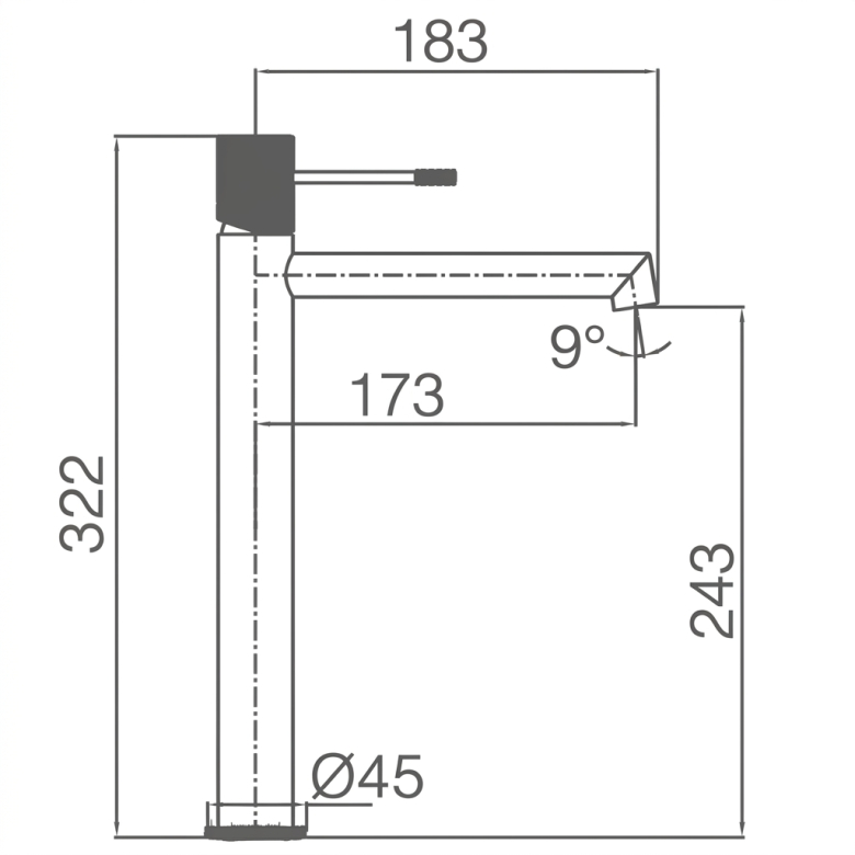 Mitigeur lavabo haut Tokyo Gris Mat / Champagne