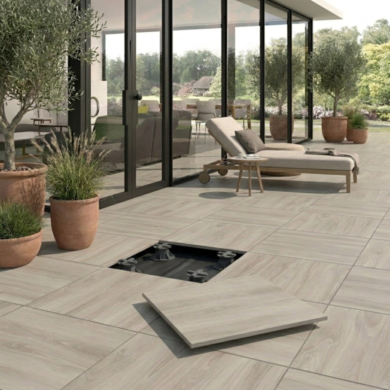 Dalle extérieur effet bois Sumatra naturel R11 60*60 cm