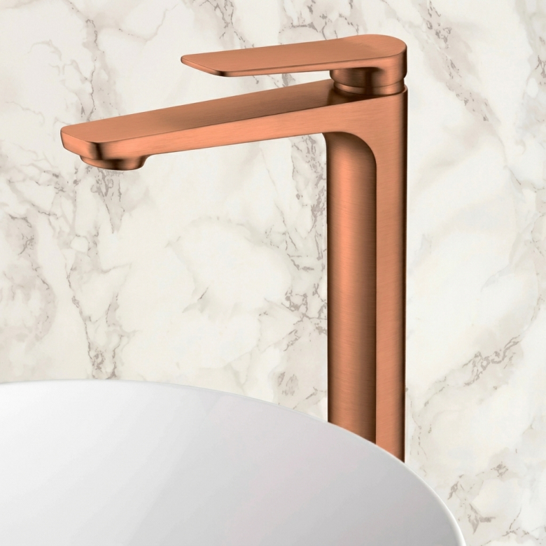 Mitigeur lavabo Cuba haut Or Rose Brossé