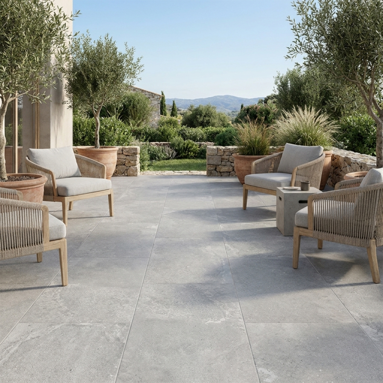 Carrelage sol extérieur effet pierre Ancolie perle R11 60x120 cm