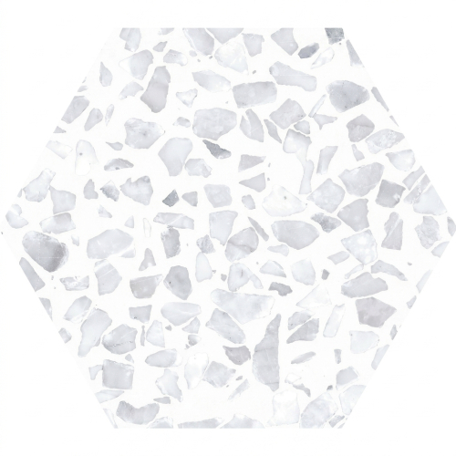 Carrelage sol hexagonal Terrazzo blanc 23x23 cm