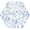 Carrelage sol hexagonal Terrazzo bleu 23x23 cm