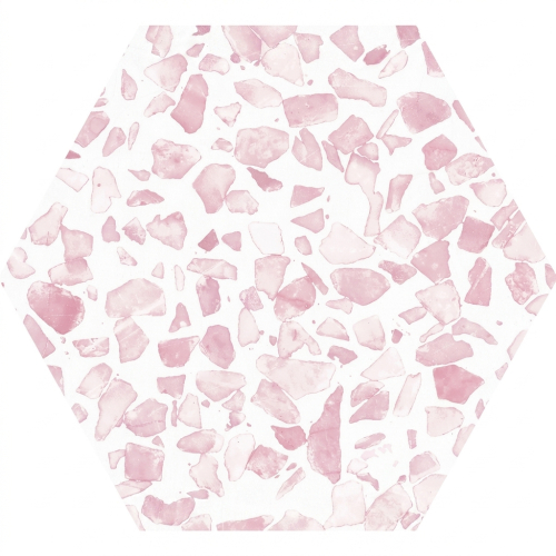 Carrelage sol hexagonal Terrazzo Pink 23x23 cm