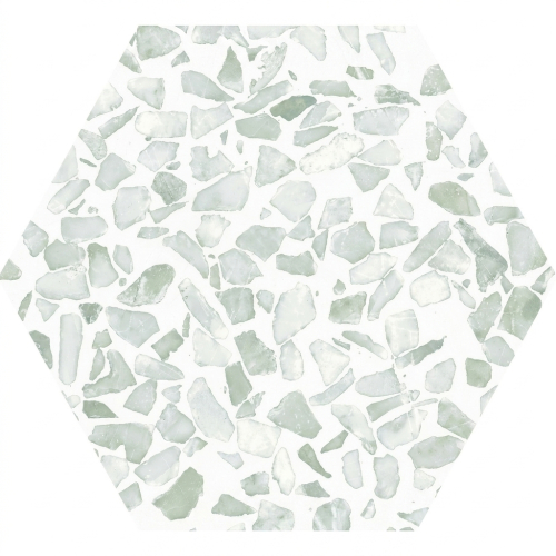 Carrelage sol hexagonal Terrazzo vert 23x23 cm