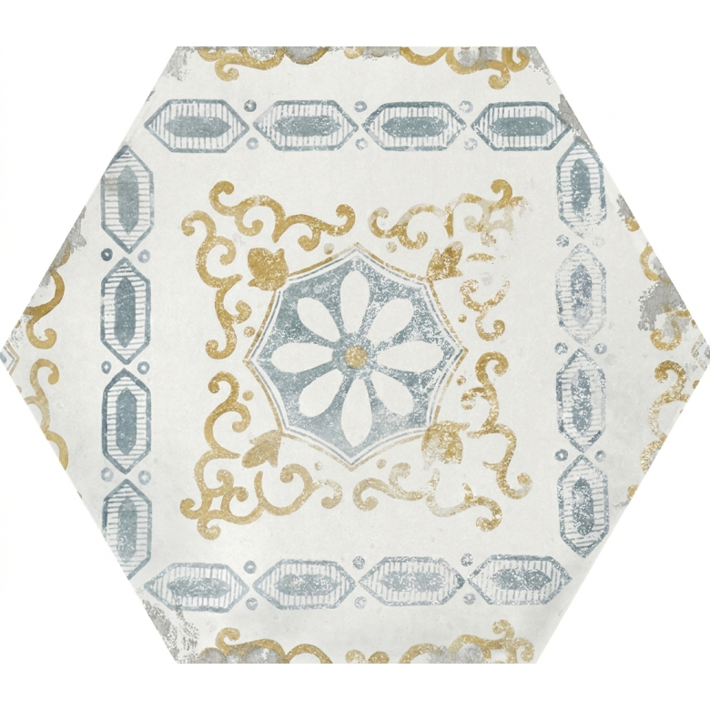Carrelage sol hexagonal Acuarela décor mix 12,4x10,6 cm