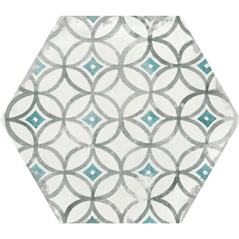 Carrelage sol hexagonal Acuarela décor mix 12,4x10,6 cm