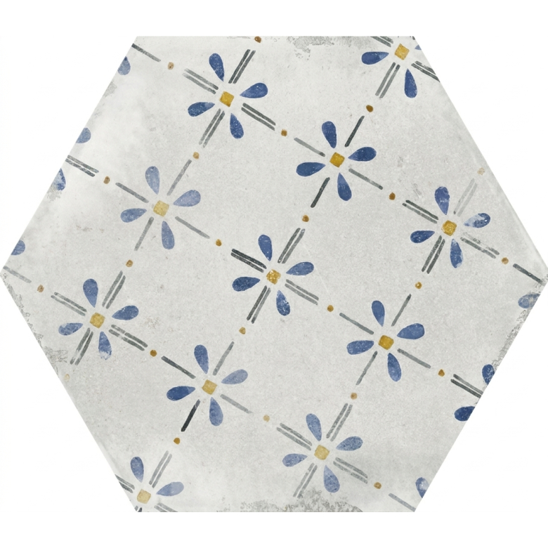 Carrelage sol hexagonal Acuarela décor mix 12,4x10,6 cm