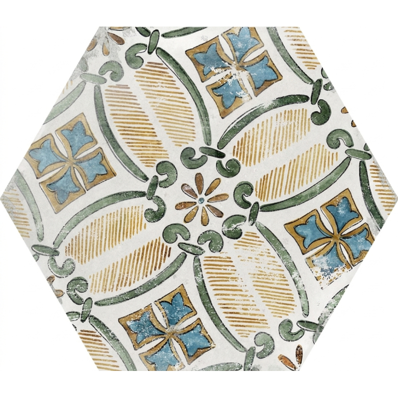 Carrelage sol hexagonal Acuarela décor mix 12,4x10,6 cm