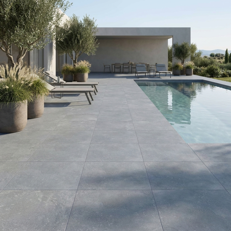 Dalle extérieur Manille 2.0 gris bleuté R11 60x60 cm