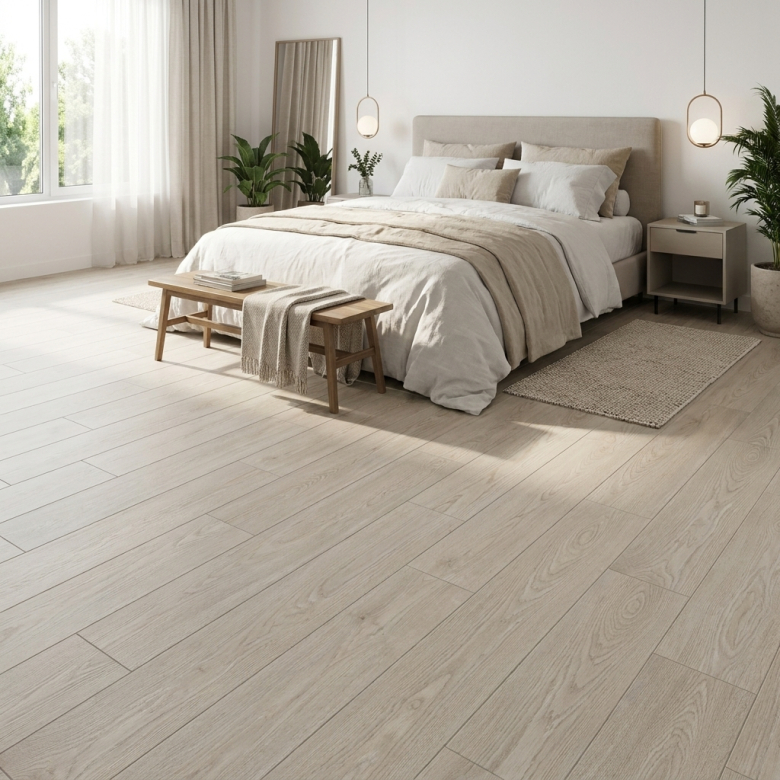 Carrelage fin sol imitation parquet Brut crème 20x80 cm