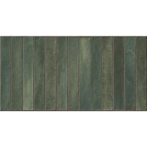 Carrelage mur effet zellige Asilah long émeraude 32x62,5 cm
