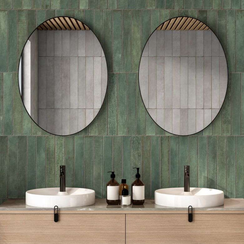 Carrelage mur effet zellige Asilah long émeraude 32x62,5 cm