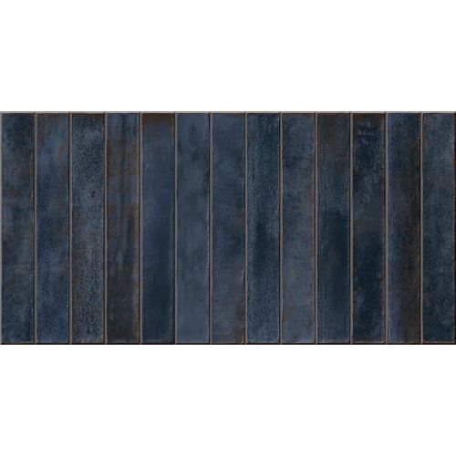 Carrelage mur effet zellige Asilah long bleu nuit 32x62,5 cm