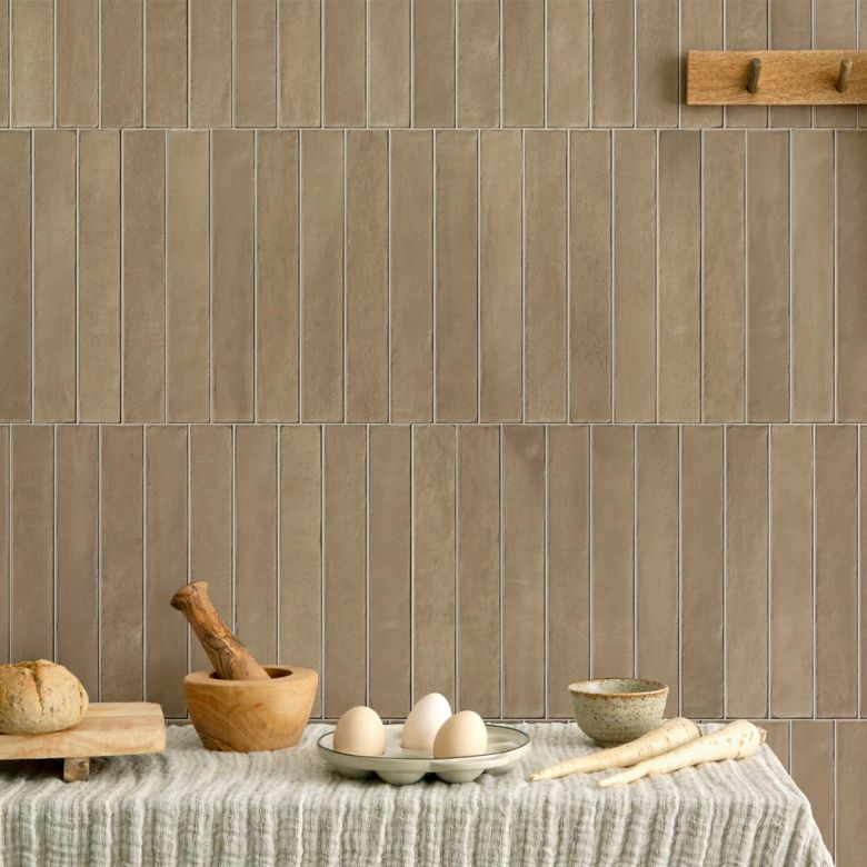 Carrelage mur effet zellige Asilah long marron 32x62,5 cm