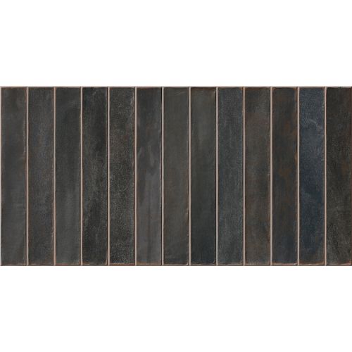 Carrelage mur effet zellige Asilah long noir 32x62,5 cm