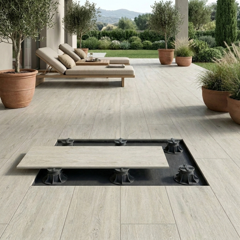 Dalle extérieur effet bois Upala naturel 2.0 R11 40x120 cm