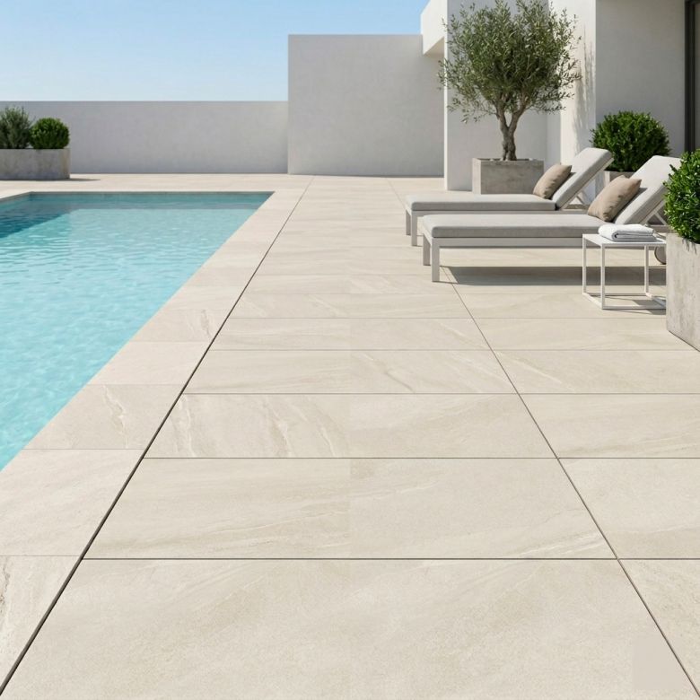 Dalle extérieur Tikal 2.0 Blanc grisé R11 60x120 cm