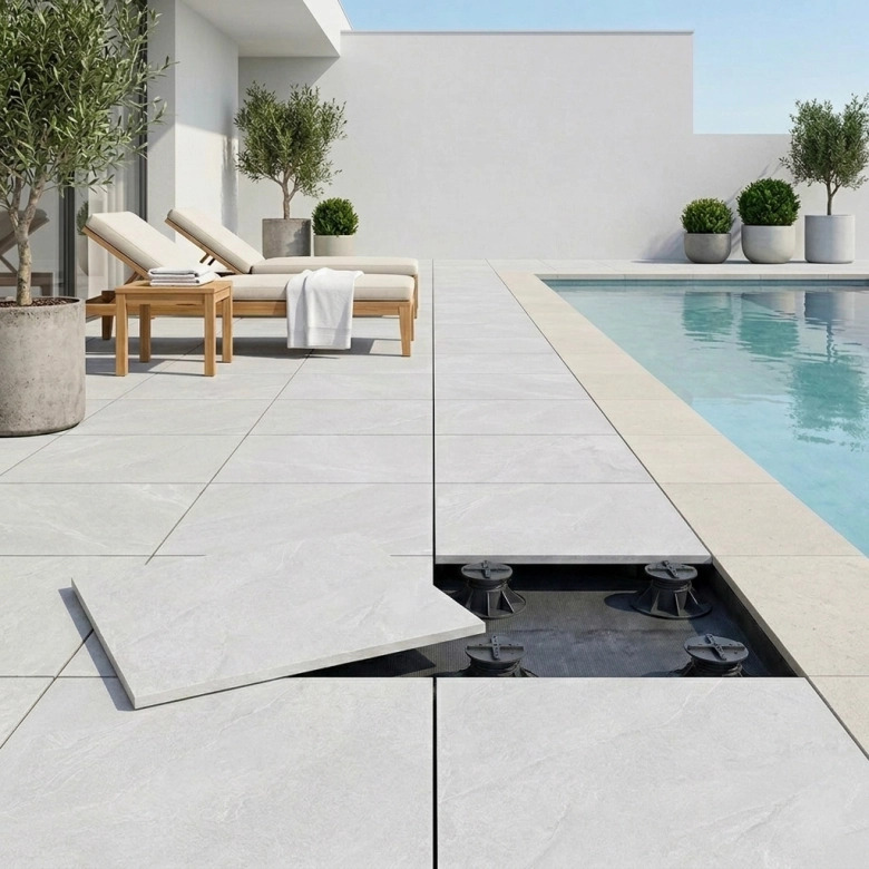 Dalle extérieur Lindos 2.0 Blanc grisé R11 60x60 cm