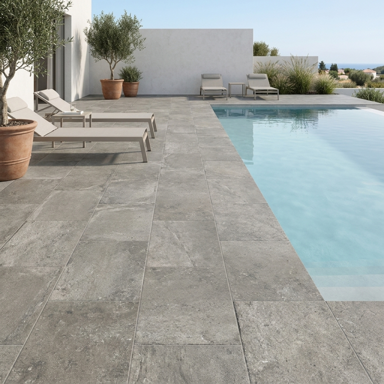 Dalle extérieur effet pierre Dolomie Terre 2.0 R11 60x120 cm