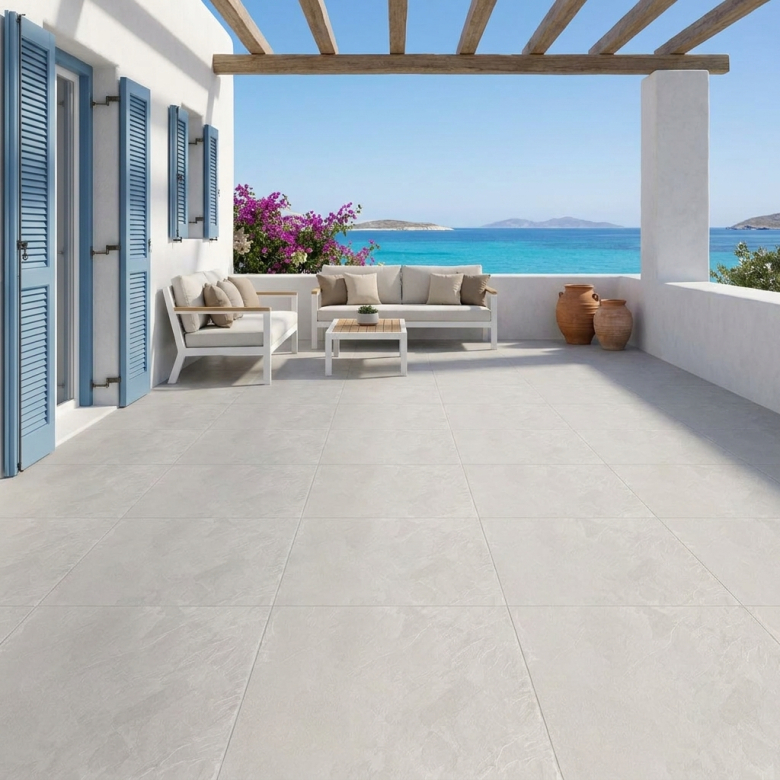 Dalle extérieur Roma 2.0 bianco R11 80x80cm
