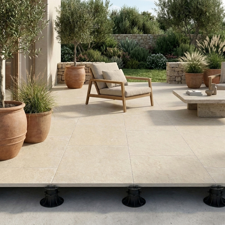 Dalle extérieur effet pierre Syros 2.0 beige R11 60x120 cm