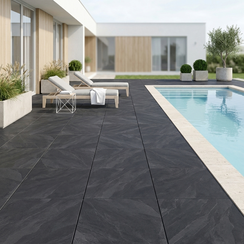 Dalle extérieur effet pierre Volcania 2.0 lave R11 60x60 cm