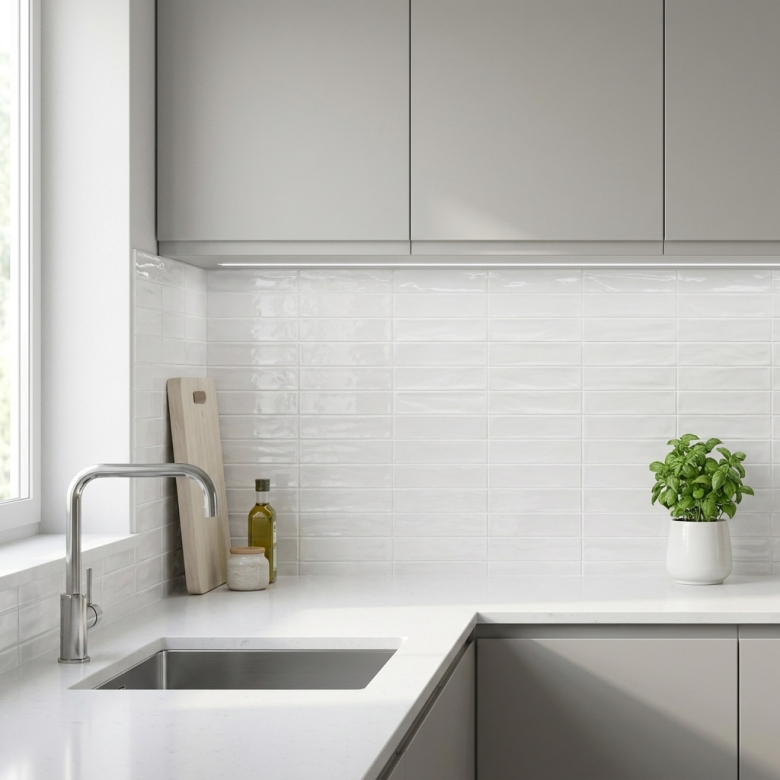 Carrelage mur effet zellige Sahel neige 30x60 cm