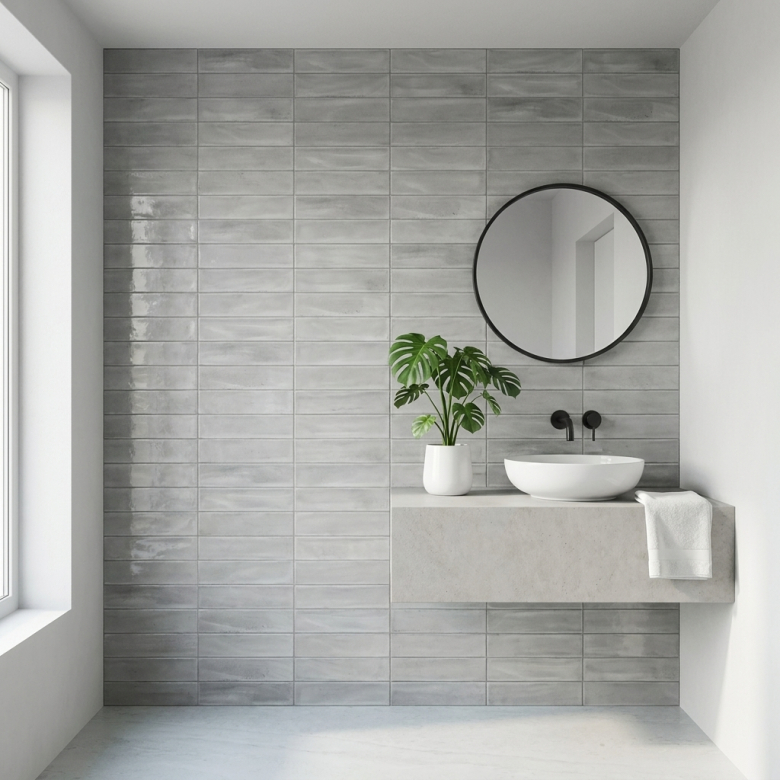 Carrelage mur effet zellige Sahel blanc grisé 30x60 cm