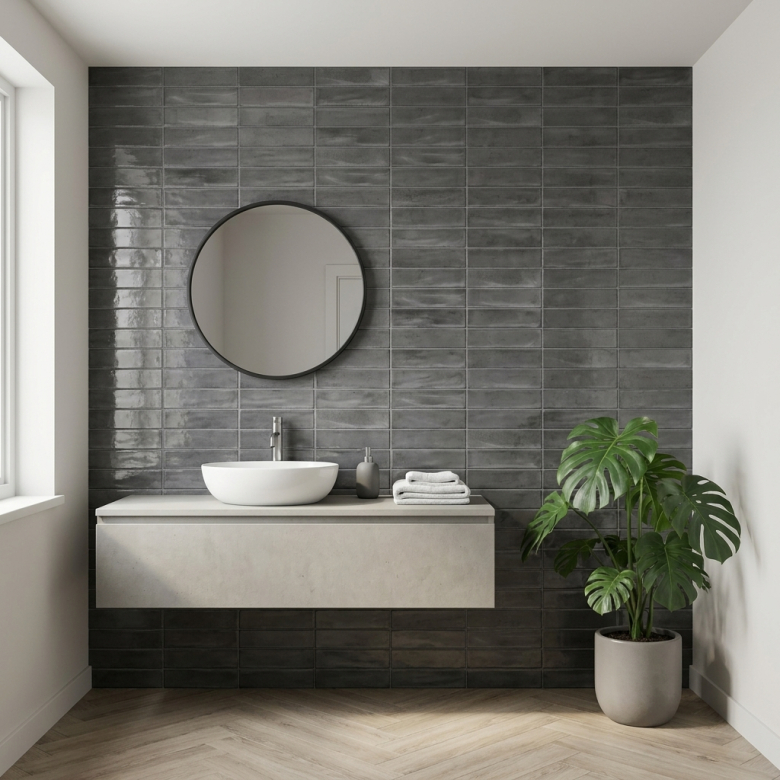 Carrelage mur effet zellige Sahel antharcite 30x60 cm