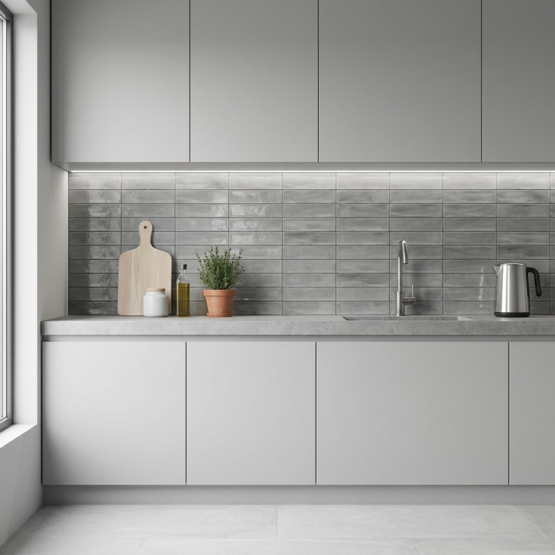 Carrelage mur effet zellige Sahel gris 30x60 cm