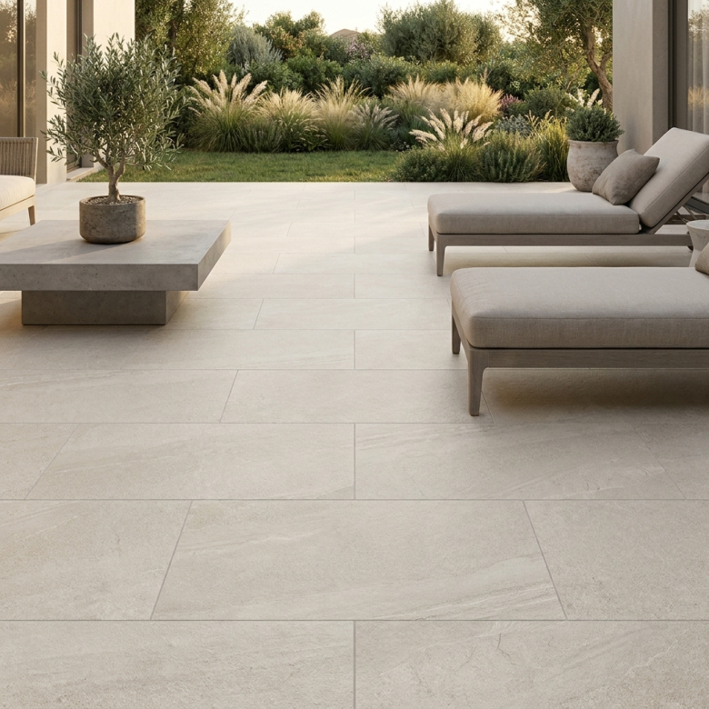 Dalle extérieur Tikal 2.0 Blanc grisé R11 60x120 cm