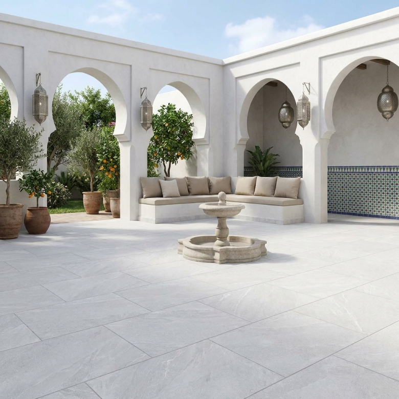 Dalle extérieur Lindos 2.0 Blanc grisé R11 60x90 cm