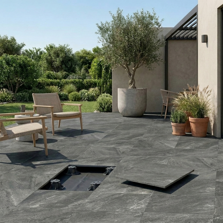 Dalle extérieur Row anthracite R11 80x80 cm