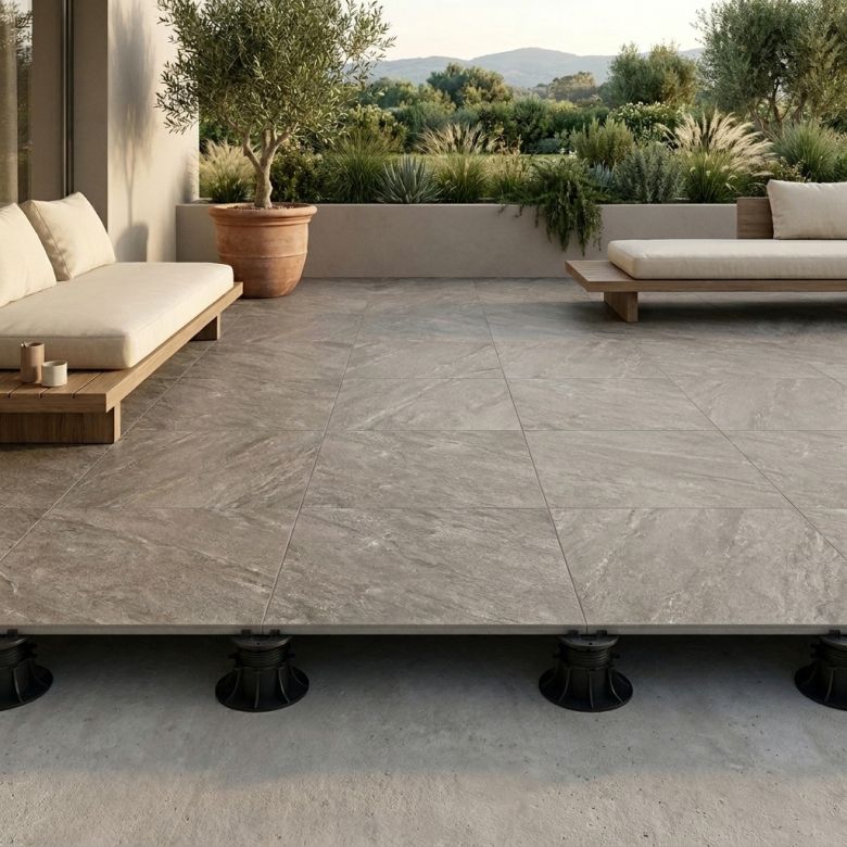 Dalle extérieur Zircon taupeR11 80x80 cm