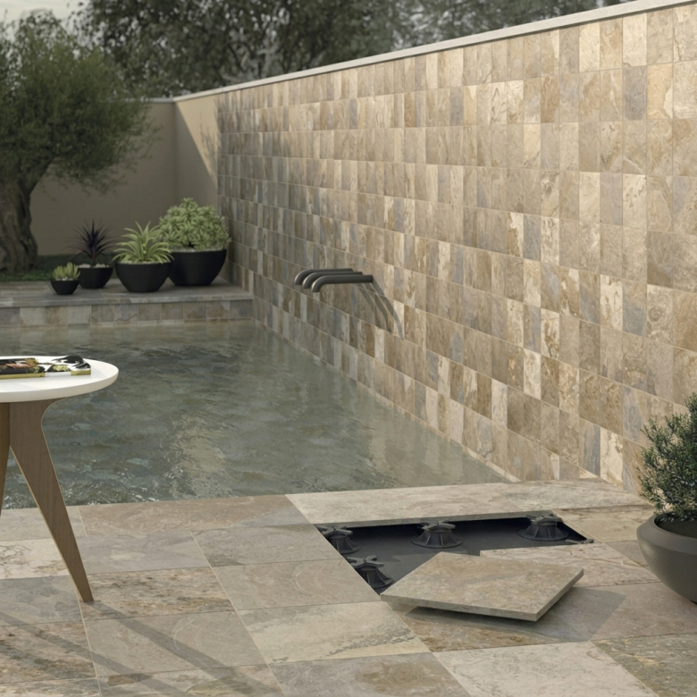 Dalle extérieur effet pierre Krabi 2.0 beige R11 60x60 cm