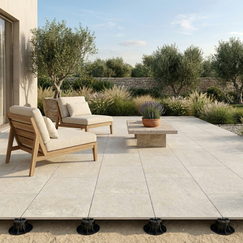 Dalle extérieur effet pierre Arezzo 2.0 Blanc grisé R11 60x120 cm