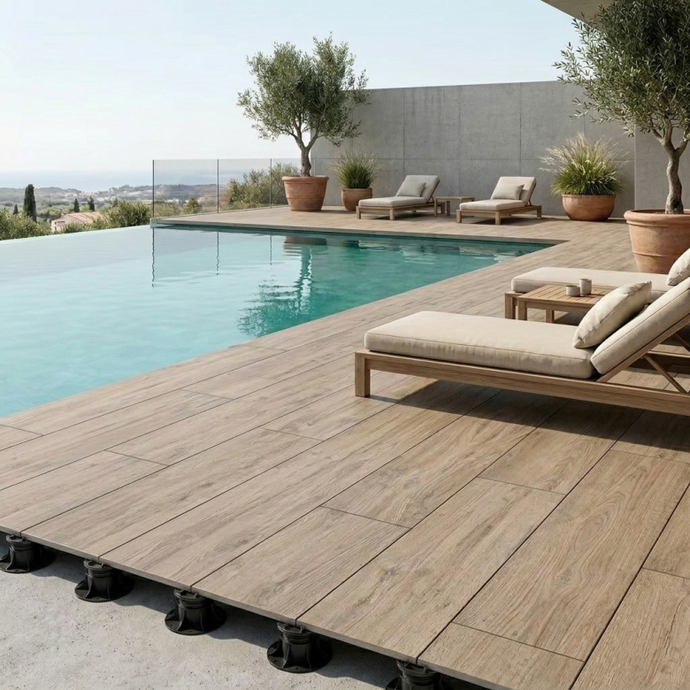 Dalle extérieur effet bois Sequoia 2.0 maple R11 30x120 cm