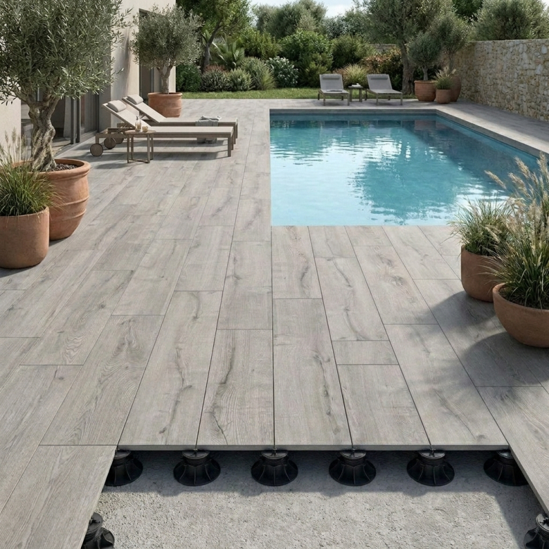 Dalle extérieur effet bois Corcovado 2.0 grey R11 30x120,5 cm